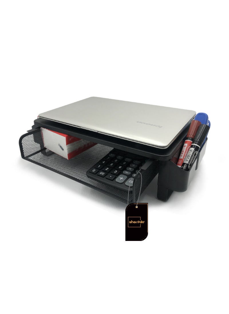 Sharpdo Metal Monitor Stand with Storage Drawer for PC/Laptop/Printer, Desk Organizer for Home and Office Black  - Image 2