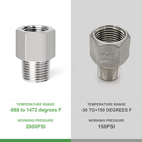 TAISHER 2PCS Forging of 304 Stainless Steel Fitting, Reducer Adapter, 1/4-Inch Male Pipe x 1/2-Inch Female Pipe - Image 3