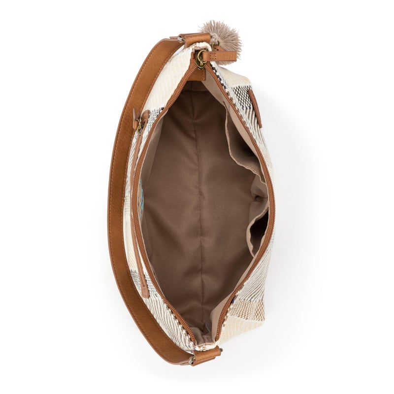 Sakroots Banyan Hobo â€“ Shoulder bag with Zipper Closure, Back Zipper Pocket, detachable key dangle. Lightweight Travel, Work, or Everyday Hobo for Women - Tobacco Batik Woven - Image 4