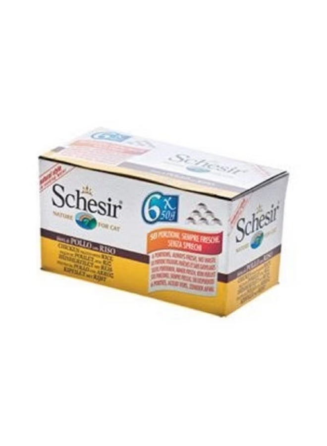 Schesir Multipack Chicken with Rice Wet Cat Food - 50 g - Pack of 6 - Image 1