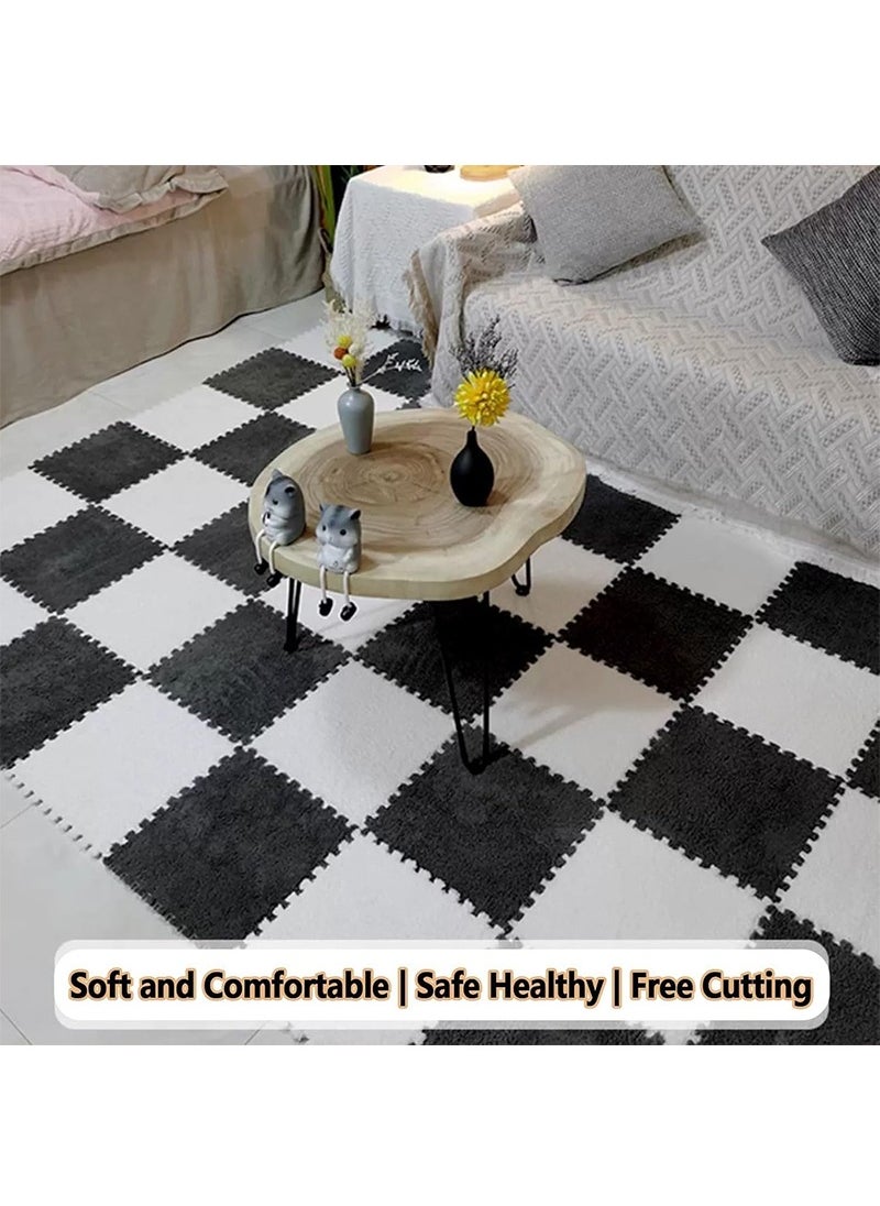 TAPIT - 12PCS Foam Play Mat Plush Foam Floor Mat Square Interlocking Carpet Tiles, DIY Combination Plush Carpet, Floor Protection Yoga Fitness Workout Mats Kids Play Mats (White) - Image 1