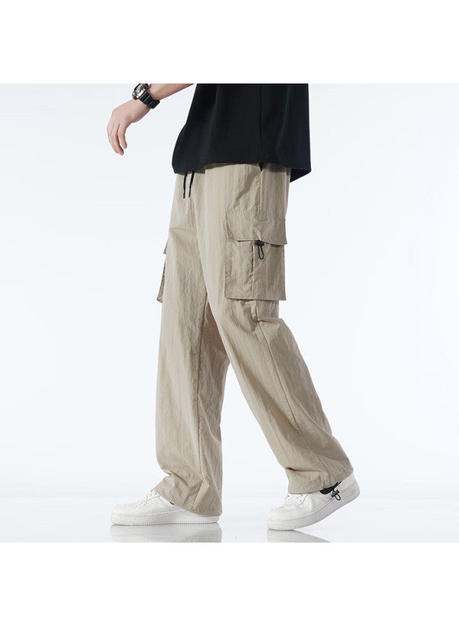 Dingfengbaoluo Versatile Cargo Pants For Men, Loose-fitting Athletic Versatile Drawstring Outdoor Casual Pants, Wx07 Off-white 3XL - Image 2