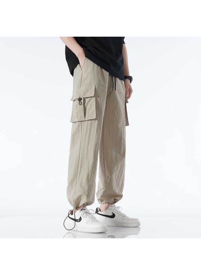 Dingfengbaoluo Versatile Cargo Pants For Men, Loose-fitting Athletic Versatile Drawstring Outdoor Casual Pants, Wx07 Off-white 3XL - Image 3