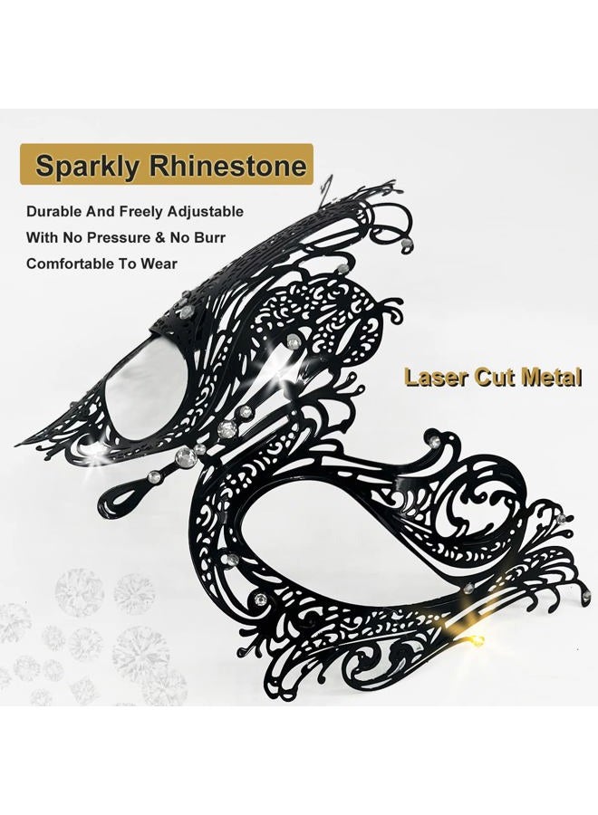 MYMENU Masquerade Mask for Couples Women Metal Rhinestone Venetian Party Evening Prom ball (Queen) - Image 2