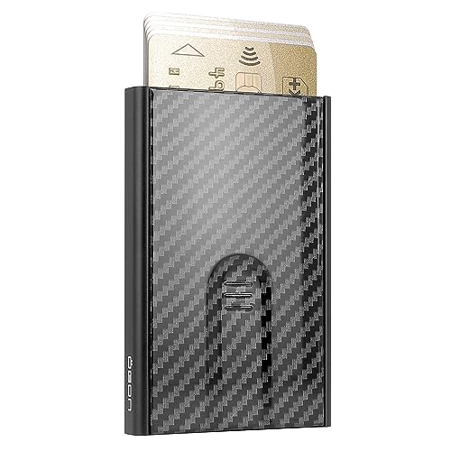 ÖGON -DESIGNS- Carbon fiber automatic card holder, RFID Protection, The original minimalist slim wallet for men and women, Up to 6 cards, Slider model - Image 1