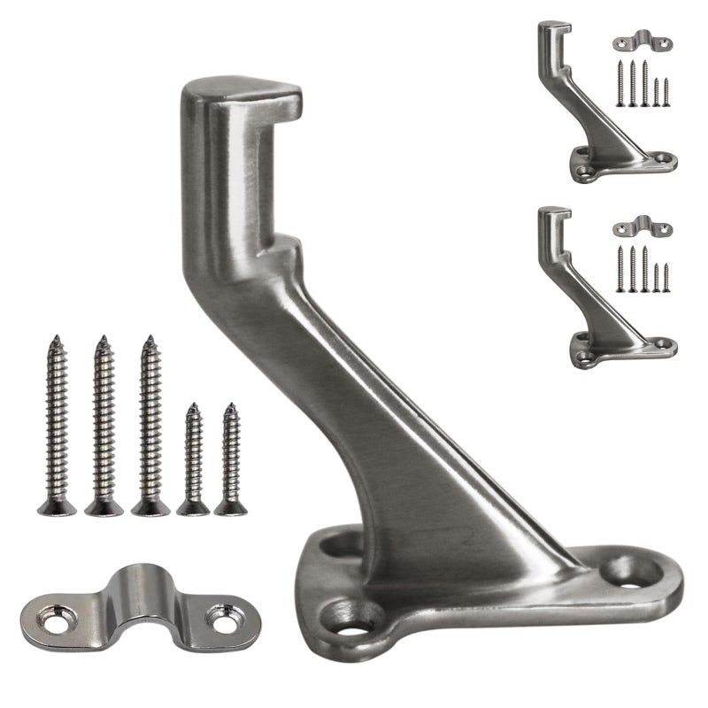 Miayaya 3 Pack Heavy Duty Handrail Stair Brackets Stainless Steel Staircase CorrosionResistant Hand Rail Bracket for Home or Office Stairways Corridors with Screws - Image 2