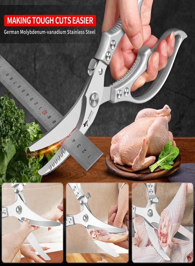 MAD SHARK Heavy Duty Poultry Shears, Kitchen Shears with Slip Handle & Safety Lock, All Purpose Kitchen Scissors for Chicken, Meat Cutting, Turkey, Fish, Nuts, Vegetables, Spring Loaded, Dishwasher Safe - Image 4