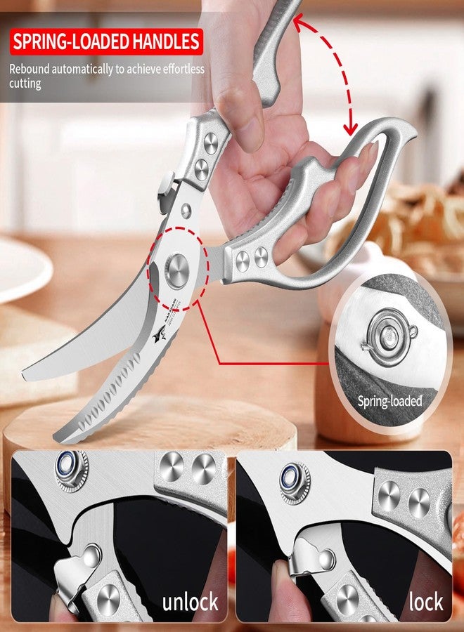 MAD SHARK Heavy Duty Poultry Shears, Kitchen Shears with Slip Handle & Safety Lock, All Purpose Kitchen Scissors for Chicken, Meat Cutting, Turkey, Fish, Nuts, Vegetables, Spring Loaded, Dishwasher Safe - Image 5