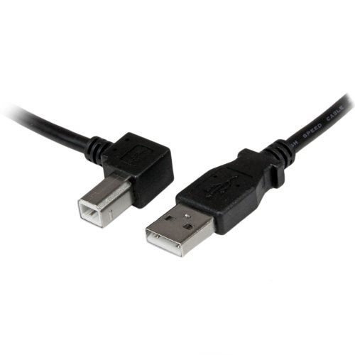 Startech.com StarTechcom 2m USB 20 A to Left Angle B Cable Cord Black USBAB2ML - Image 1
