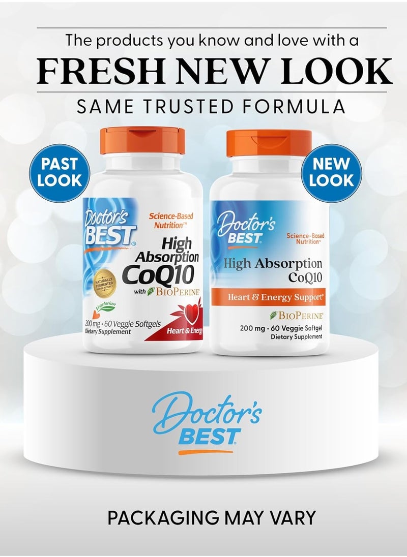 High Absorption Coq10 With Bioperine to Support Heart Health 60 Softgels Veggie Capsules 100 mg