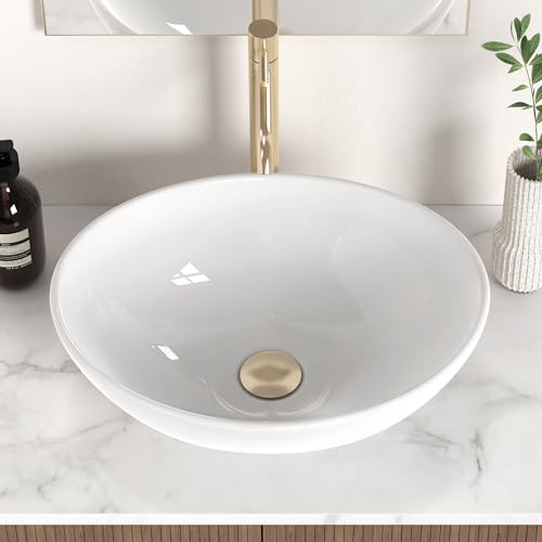 KES Bathroom Vessel Sink, Bowl Sink White Vessel Sink Oval Bathroom Sink 16" x 13" Countertop Modern Egg Shape Above Counter Bathroom Vanity Sinks Bowl, BVS124 - Image 3