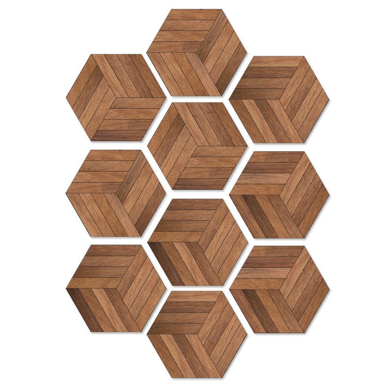 Alwayspon 10 Pcs Hexagon Non-Slip Vinyl Floor Sticker for Home Decor, Peel and Stick Self-Adhesive Wallpaper Sticker for Living Room Kitchen Bathroom, 7.9x9.1inch, 076 - Image 4
