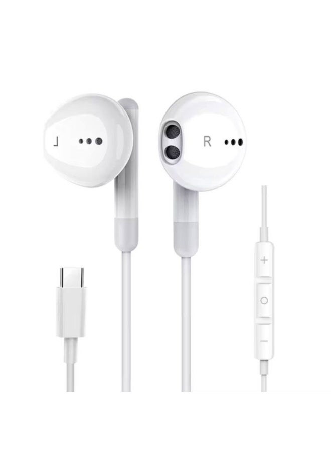 أنوغرل سماعات أذن سلكية USB-C مع ميكروفون وتحكم في مستوى الصوت، سماعات داخل الأذن، صوت Hi-Fi، عزل للضوضاء، متوافقة مع هواتف 15/16/17 وأجهزة أندرويد والأجهزة اللوحية – أبي - Image 1