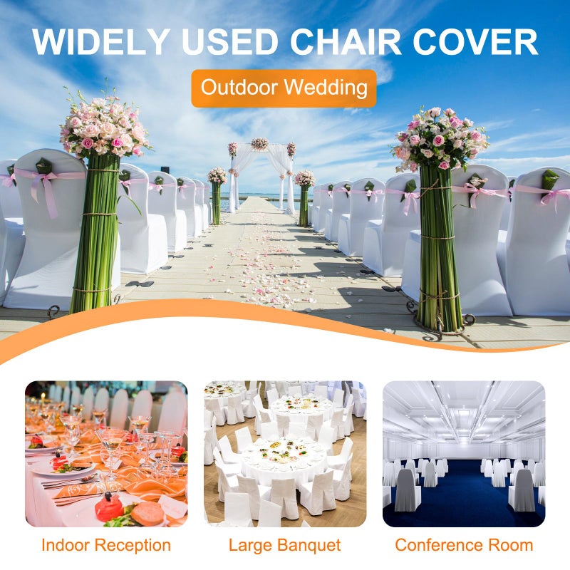 RhymBar 30 Pack White Folding Chair Covers for Party, Spandex Chair Covers for Wedding, Stretch Seat Cover 30 Pieces, Universal Fitted Polyester Slipcovers for Dining Chairs, Parties & Banquet (30 PCS) - Image 5