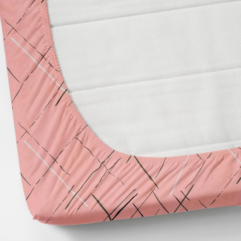 BLUSH & BLOOM Super Soft Cotton Feel All Round Elastic Fitted Single Bedsheet with 1 Pillow Cover-36 x 72 x 8 Inches, 92 cm x 182 cm x 20 cm-Pink - Image 2