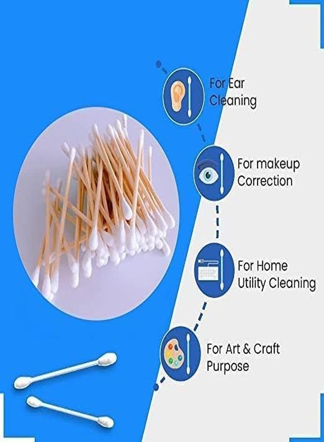 GNR Wooden Buds Double Head Tips Stick Natural Pure Bamboo Cotton Swabs Ear Cleaning Buds - 250 Pcs - Image 2