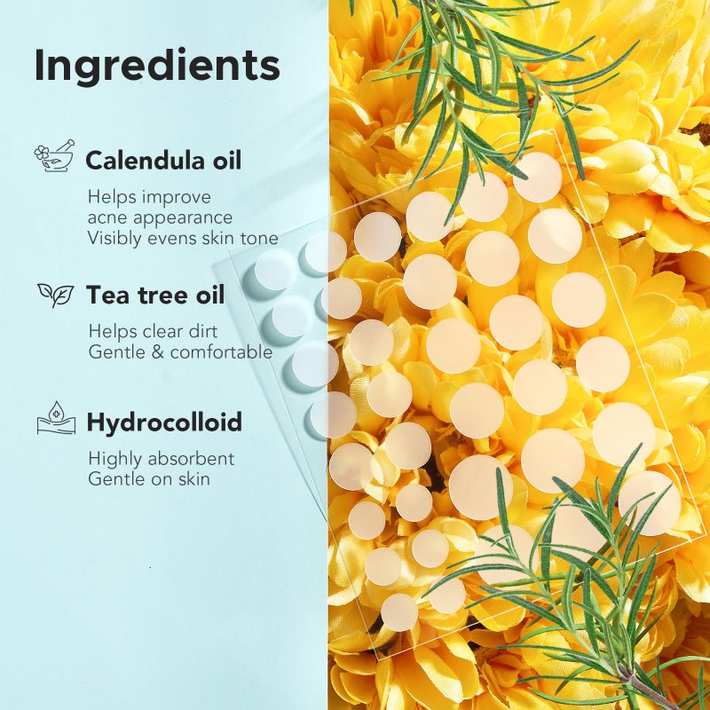 TKTK Pimple Patch Acne Patch, 4 Sizes 420 Patches Acne Absorbing Cover Patch, Hydrocolloid Invisible Acne Patches For Face Zit Patch Acne Dots Tea Tree, Calendula Oil - 3 Pack - Image 3