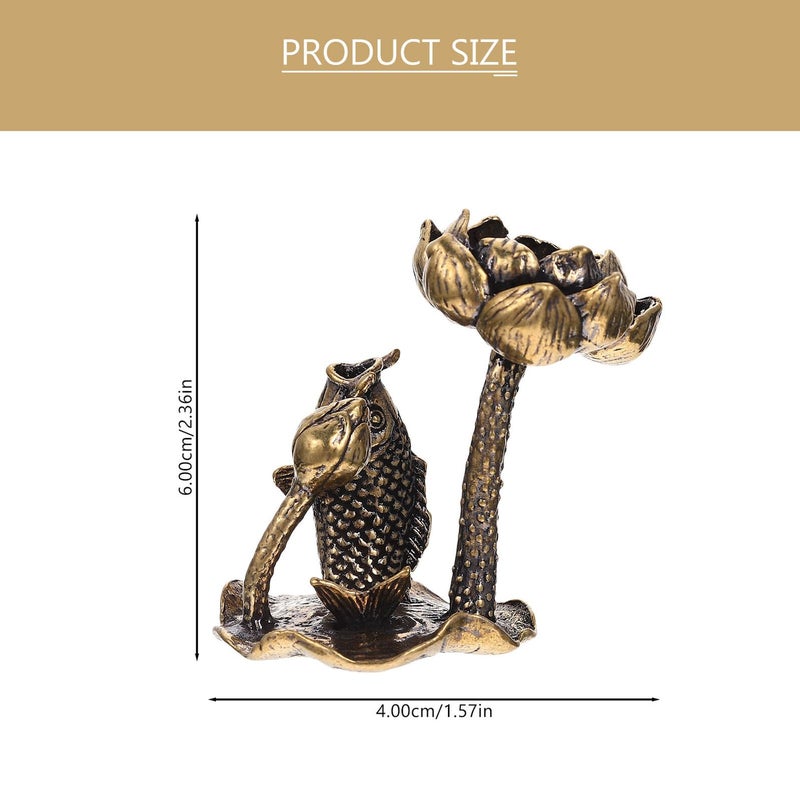 Vintage Brass Incense Holder Lotus Fish Design Small Aromatherapy Burner for Home Meditation - Image 3