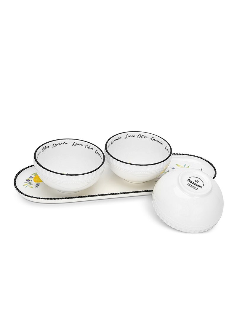 Fissman 3-Piece Bowl with Plate, Gravy Boats with Plate Set Sauce Server Holder Container Saucier Tableware Condiments Small Bowl For Soup and Hot Pot  - Image 1