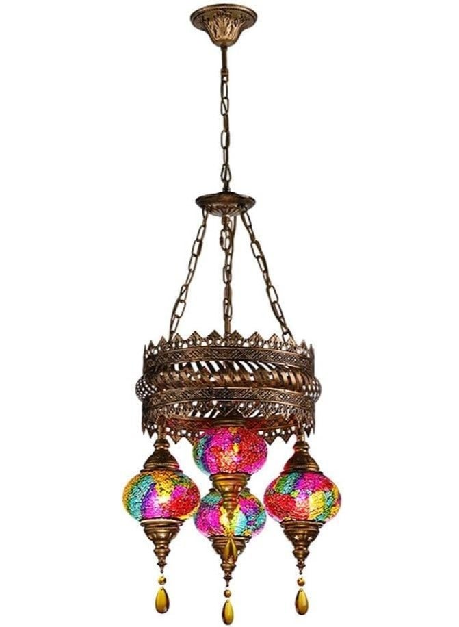 Quick Cart Retro Romantic Mosaic Glass Bohemian 4 Globe Chandliere/Ceiling Light(A) | Perfect for House warming, Birthday & Anniversery Party Gift | Perfect For Office & Hotel  - Image 2