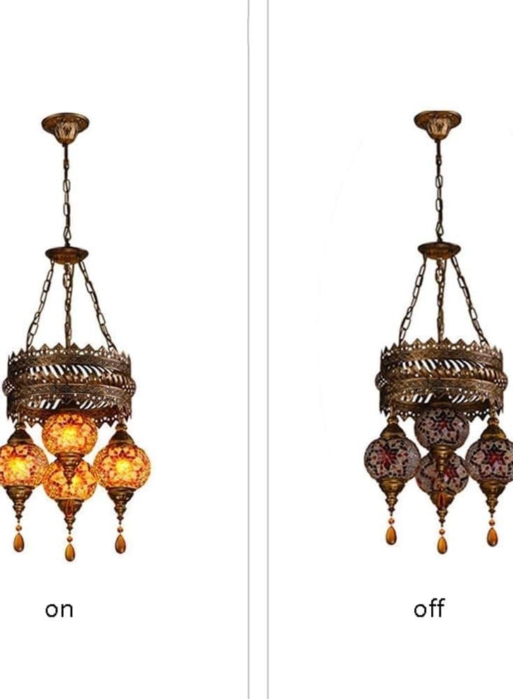 Quick Cart Retro Romantic Mosaic Glass Bohemian 4 Globe Chandliere/Ceiling Light(A) | Perfect for House warming, Birthday & Anniversery Party Gift | Perfect For Office & Hotel  - Image 1