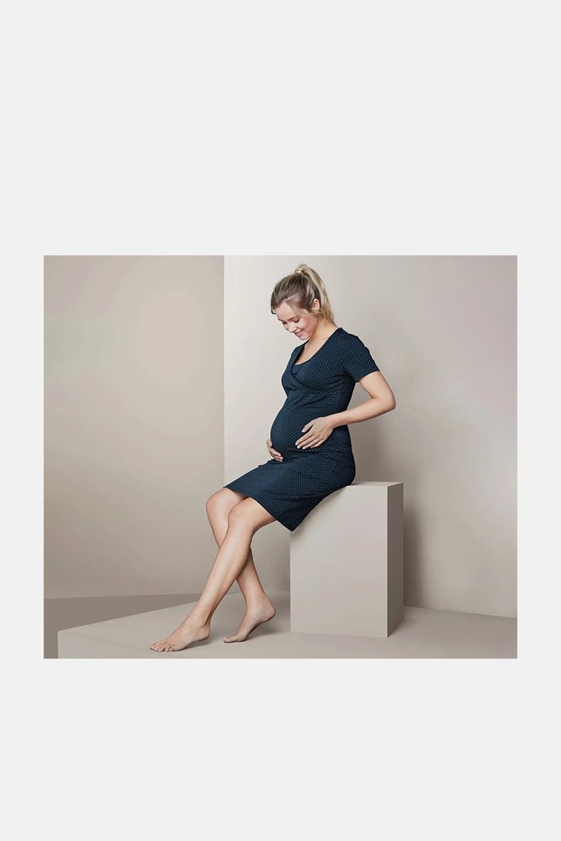 Tchibo Maternity Textured Nightgown, Navy - Image 1