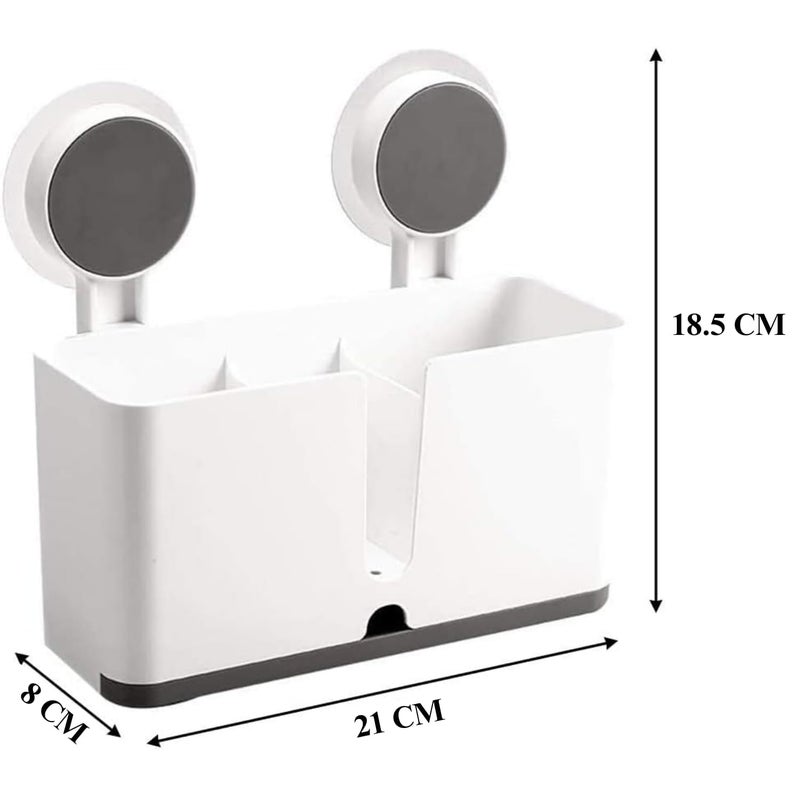 XBEY ABS Plastic Self Adhesive Magic Sticker Toothbrush Holder Wall Mounted for Bathroom with Drain Tray for Bathroom/Kitchen Spoon Holder/Toothbrush Holders for Bathroom (Pack of 1), White - Image 5