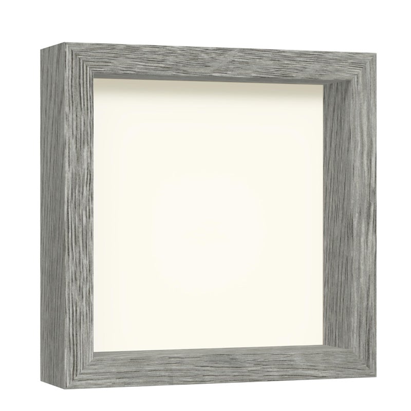 FrameWorks 8x8 Driftwood Wooden Shadow Box Frame - Soft Felt Back  Tempered Glass  and Included Elegant White Ball Push Pins - Image 2