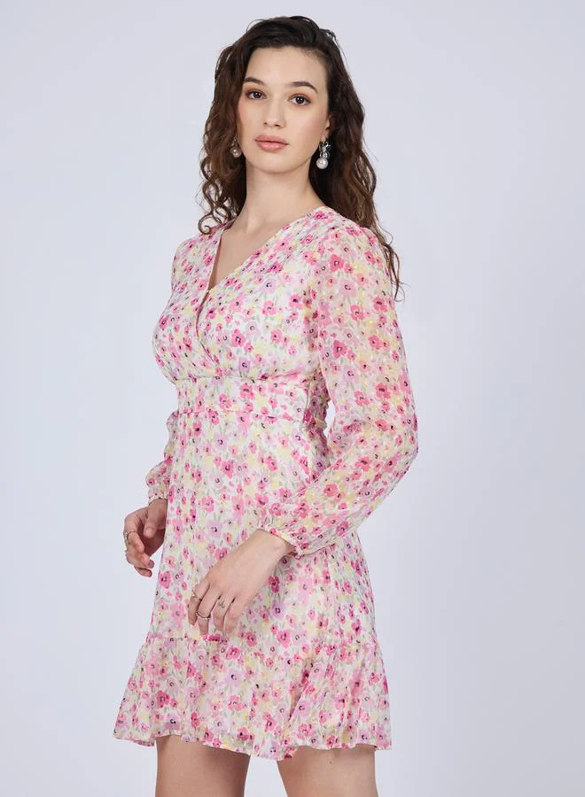 أوجيدر فستان قصيرة مطبع بطبعة زهور