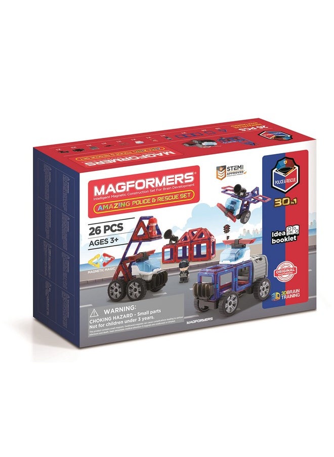 Magformers Magformers Amazing Police and Rescue 26Pc Set | Magnetic Tiles for STEM Development and Critical Thinking | Magnetic Blocks and Building Tiles to Develop Problem-Solving Ability and Shape Recognition  - Image 3