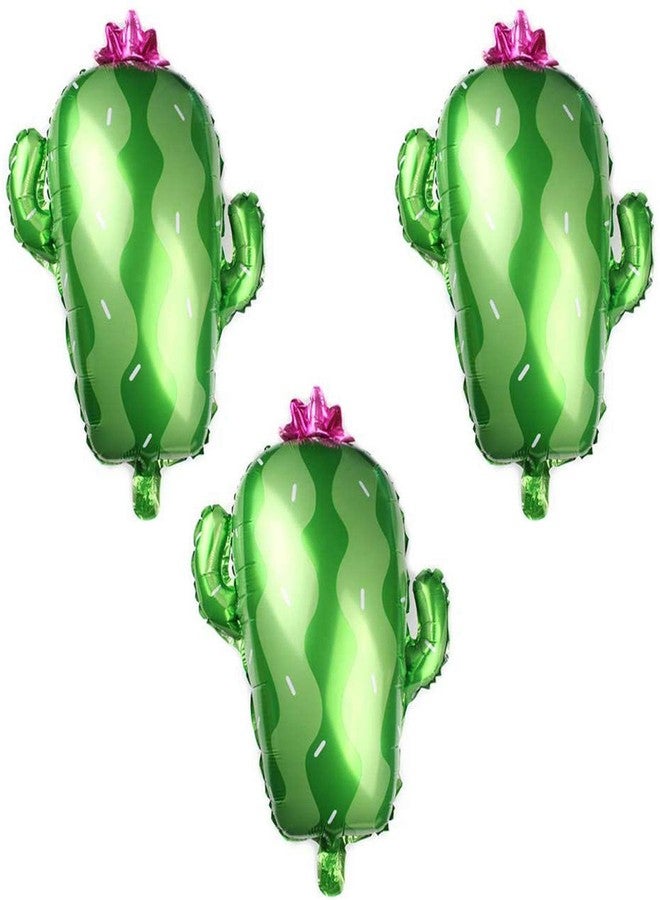 سوتشات بالونات سوتشات كاكتوس مصنوعة من رقائق المايلر على شكل صبار لتزيين حفلات أعياد الميلاد، مستلزمات ديكور حفلات بطابع نهائي مكسيكي، 3 قطع - Image 1
