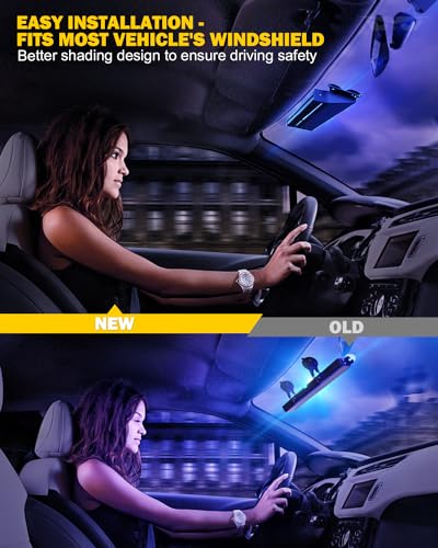 LUMENIX LED Emergency Dash Strobe Lights Aluminum, Front Windshield Visor Safety Warning Traffic Caution Deck Split Flashing Light for Construction Vehicles Work Trucks Pickup - White Amber - Image 5