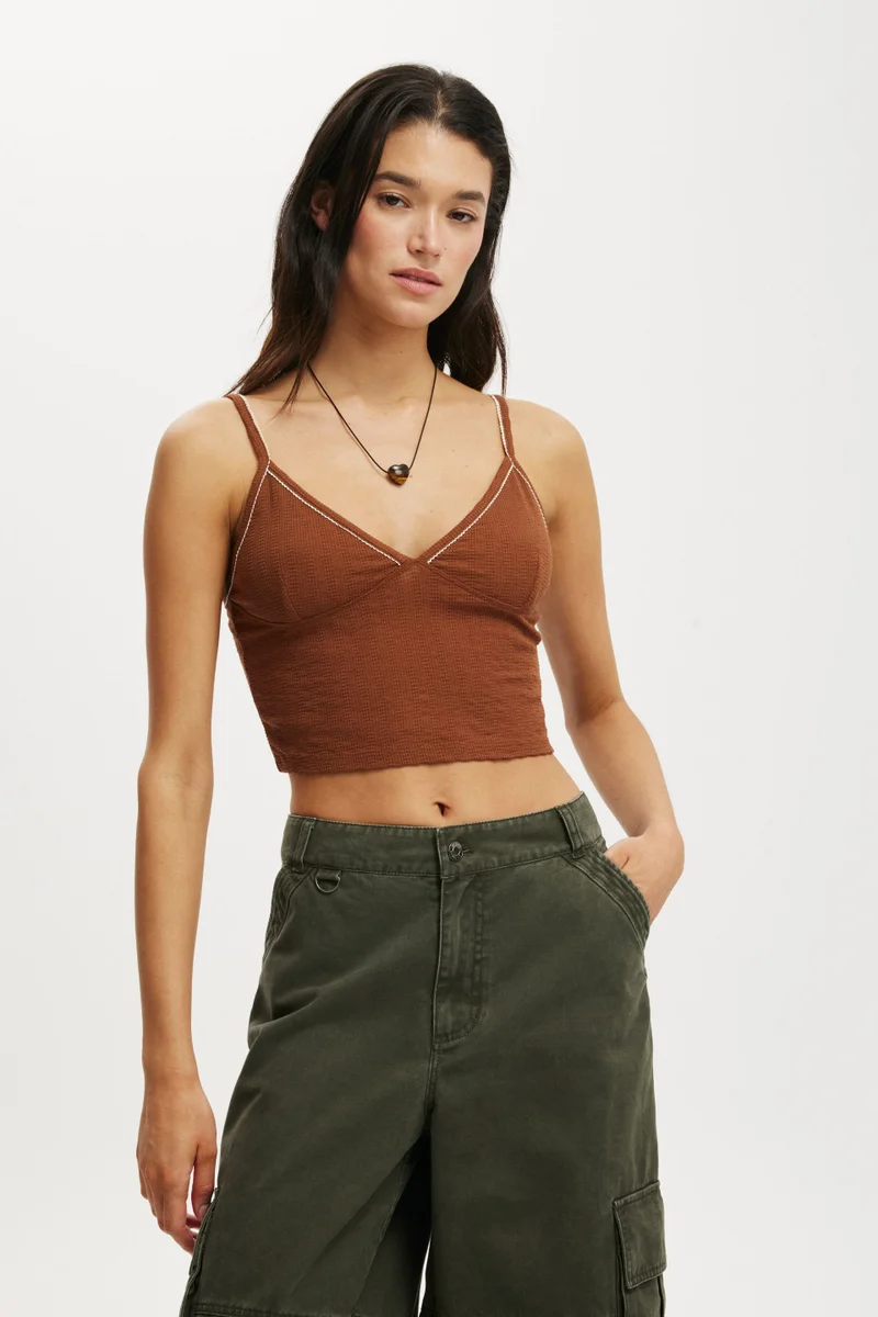 Cotton On Ada V Neck Lace Trim Tank