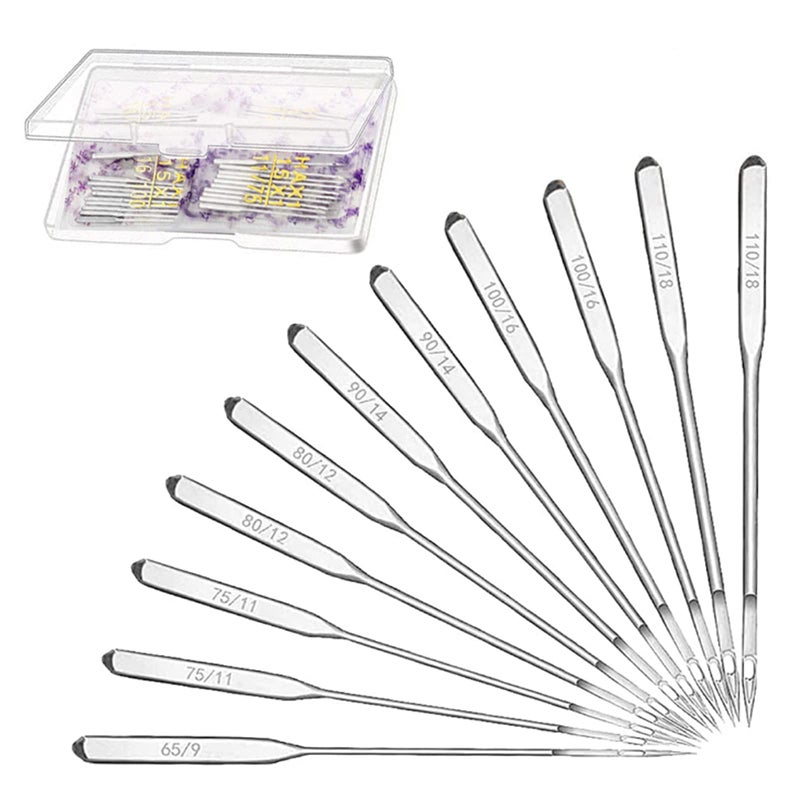 80 Pcs Sewing Machine Needles Universal Heavy Duty 6 Sizes 659 7511 8012 9014 10016 11018 Ballpoint Compatible with Singer Brother Janome Sewing Machine Needles Sewing Accessories with Box