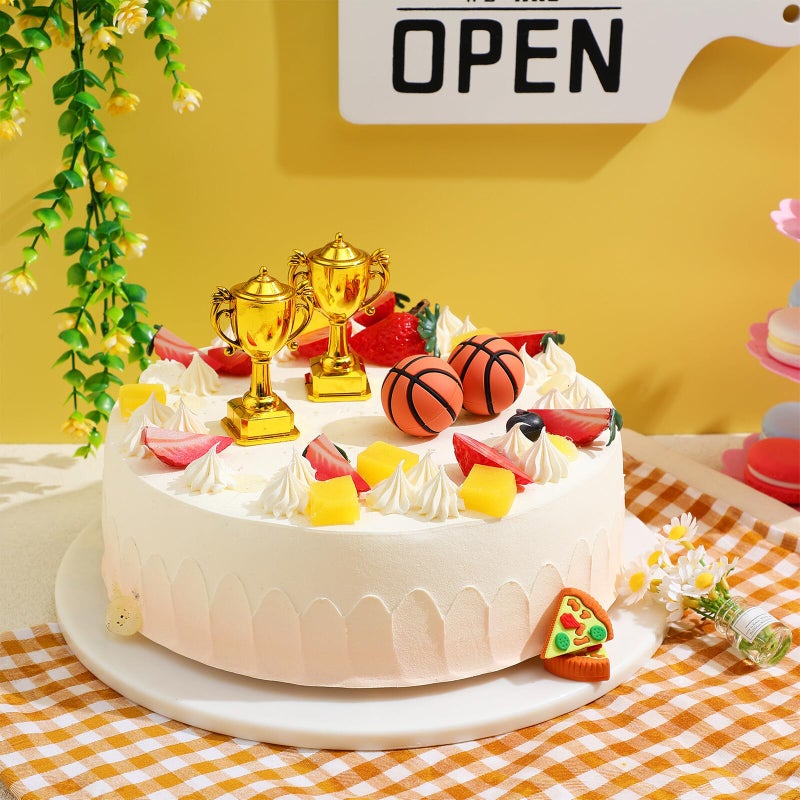 Basketball Cake Toppers Set Mini Trophy Decorations 4pcs Non Edible Sports Party Supplies - Image 5