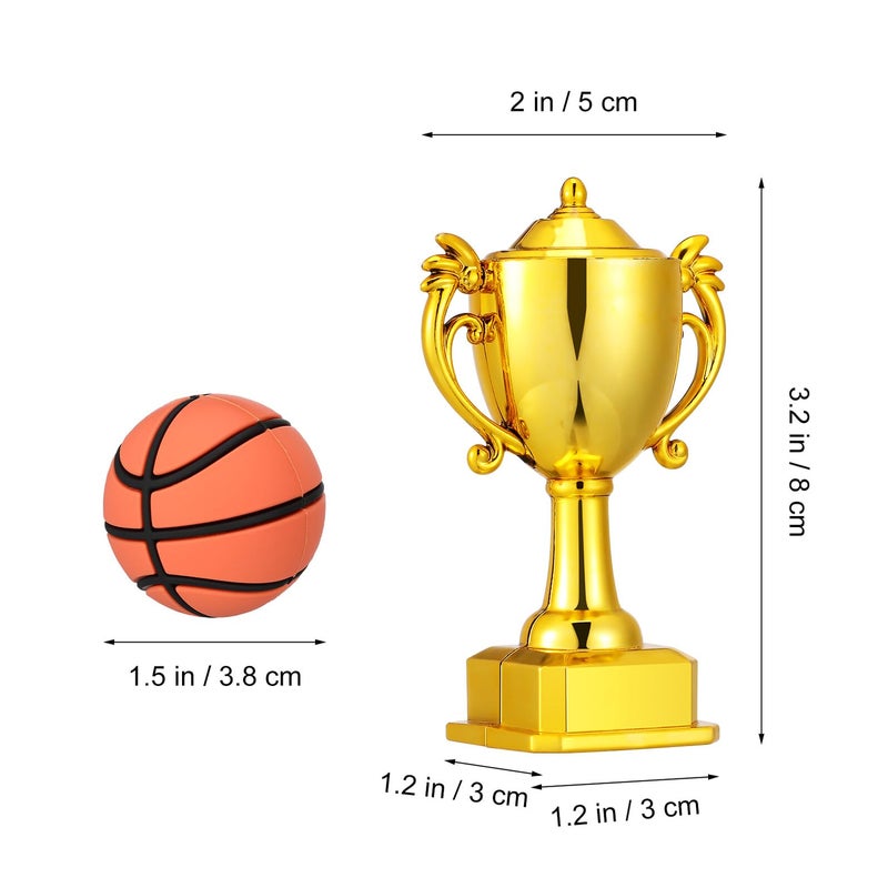 Basketball Cake Toppers Set Mini Trophy Decorations 4pcs Non Edible Sports Party Supplies - Image 3