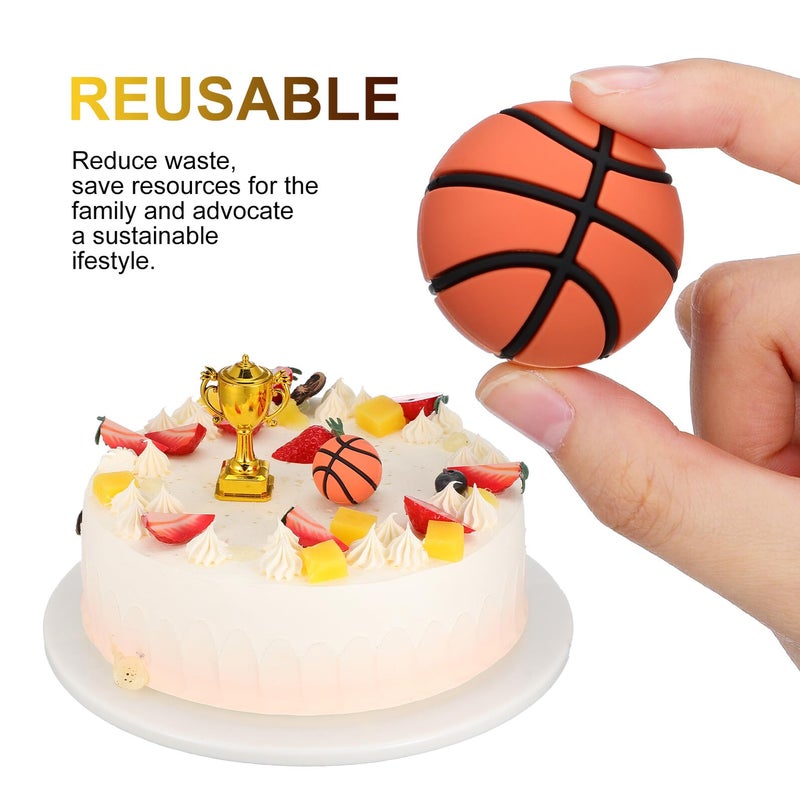 Basketball Cake Toppers Set Mini Trophy Decorations 4pcs Non Edible Sports Party Supplies - Image 4