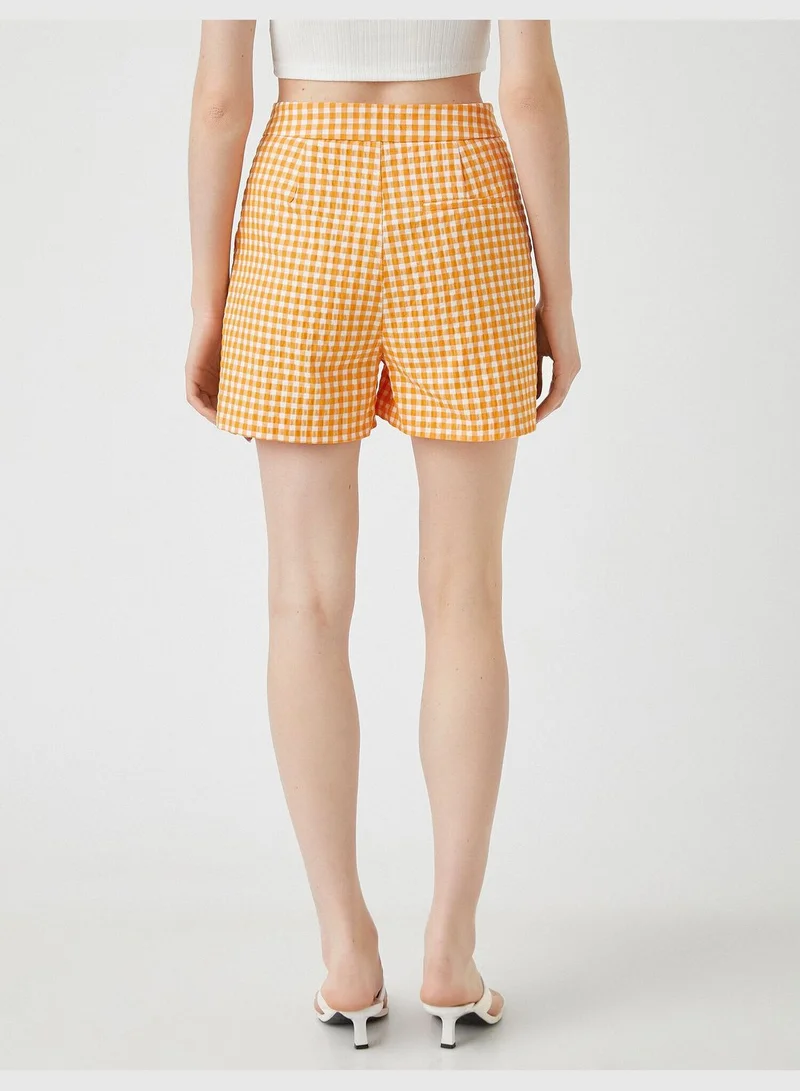 KOTON Checked Mini Short Pocket Cotton