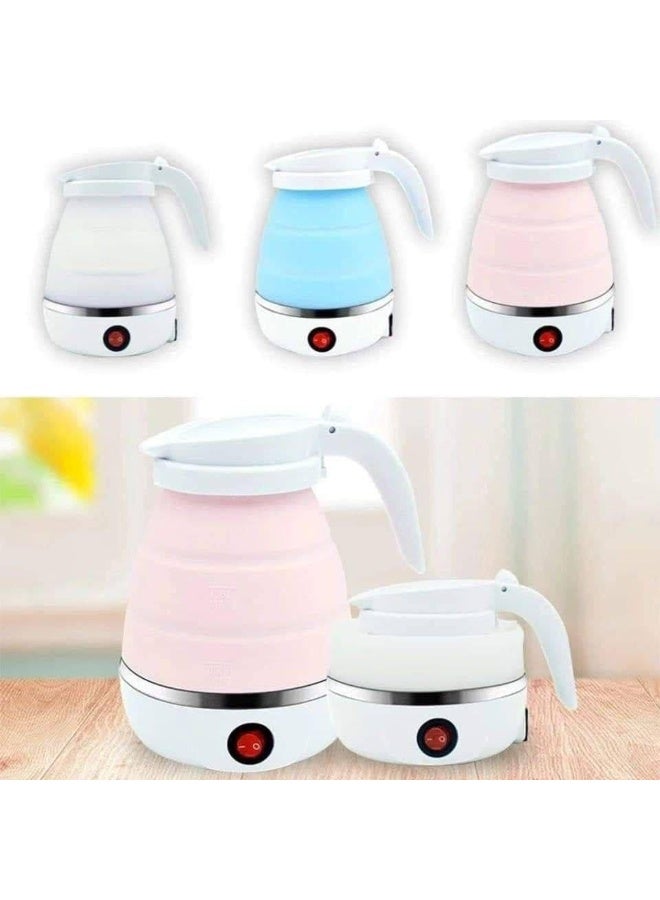 Collapsible Silicone Travel Electric Kettle 600W Foldable Portable Water Heater Multicolor Stainless Steel Base YS-2008 - Image 1