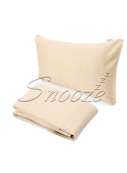 Snooze Flat Jakared microfiber Bed Sheet - Beige  (flowery design) 180*240 Cm + Free Pillowcase