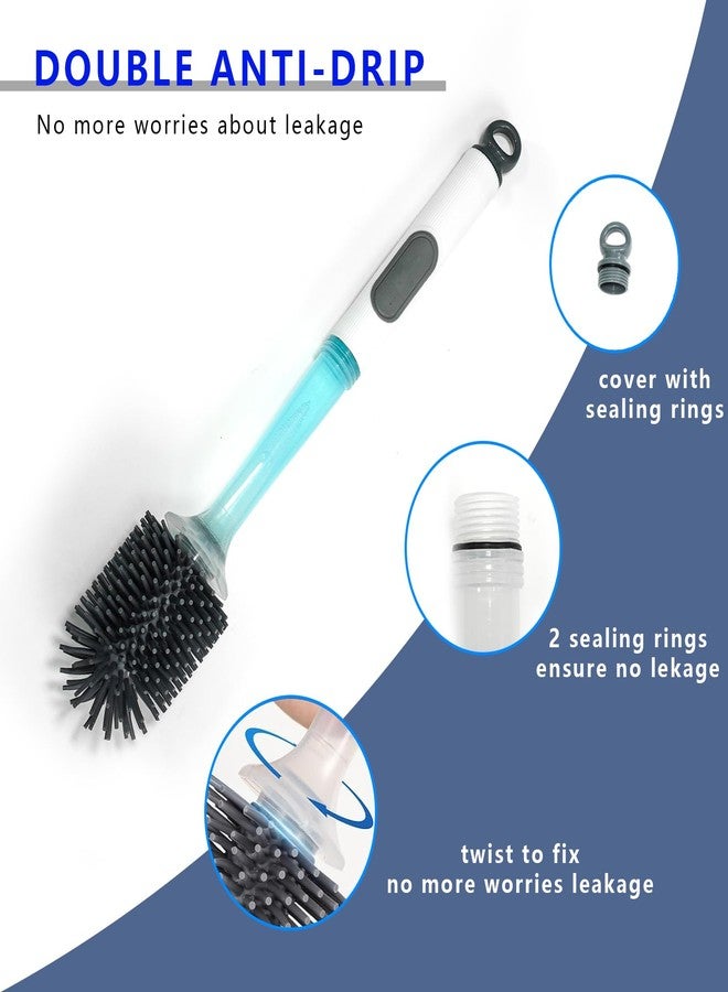 BERGFBV Silicone Toilet Brush and Holder Set, 2 Packs Bendable Toilet Scrubber for Curved Rim, Non-Scratch Drip-Resistant Brush with Sprayer, Space Saving Bathroom Essentials (2) - Image 4