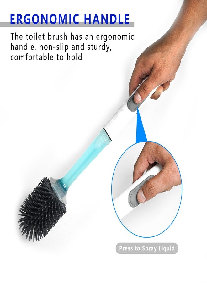 BERGFBV Silicone Toilet Brush and Holder Set, 2 Packs Bendable Toilet Scrubber for Curved Rim, Non-Scratch Drip-Resistant Brush with Sprayer, Space Saving Bathroom Essentials (2) - Image 3