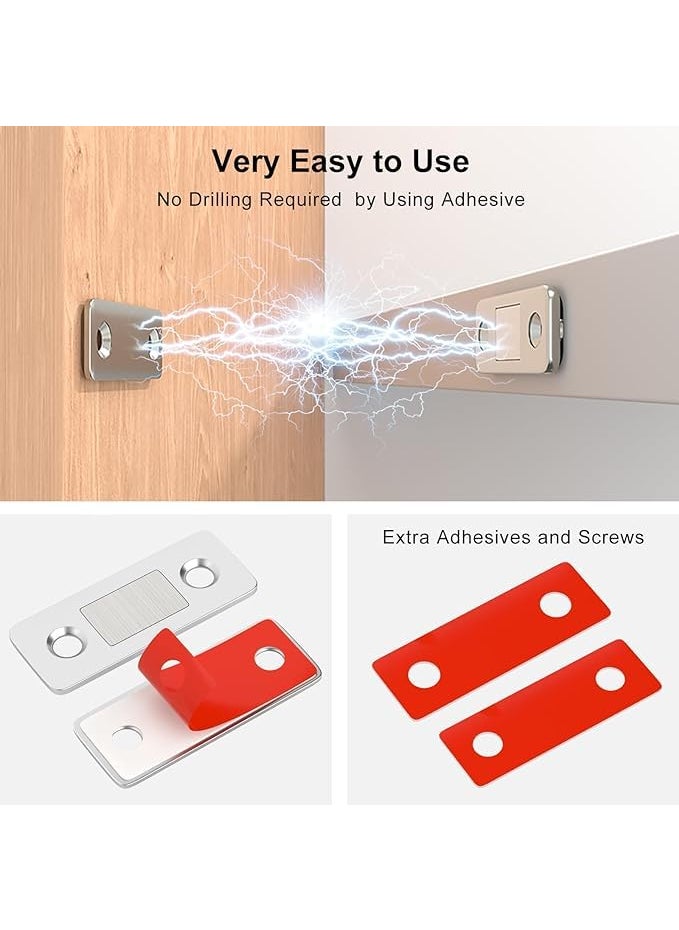 Skypearll Skypearll Magnetic Door Catch UltraThin Cabinet Magnetic Catch with Strong Adhesive Sticker Ans Screws Slim Drawer Magnets Locks Furniture Safety Latches for Kitchen Cupboard Closet  - Image 2