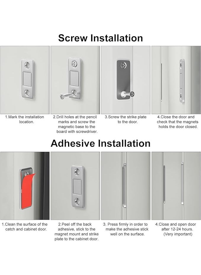 Skypearll Skypearll Magnetic Door Catch UltraThin Cabinet Magnetic Catch with Strong Adhesive Sticker Ans Screws Slim Drawer Magnets Locks Furniture Safety Latches for Kitchen Cupboard Closet  - Image 5