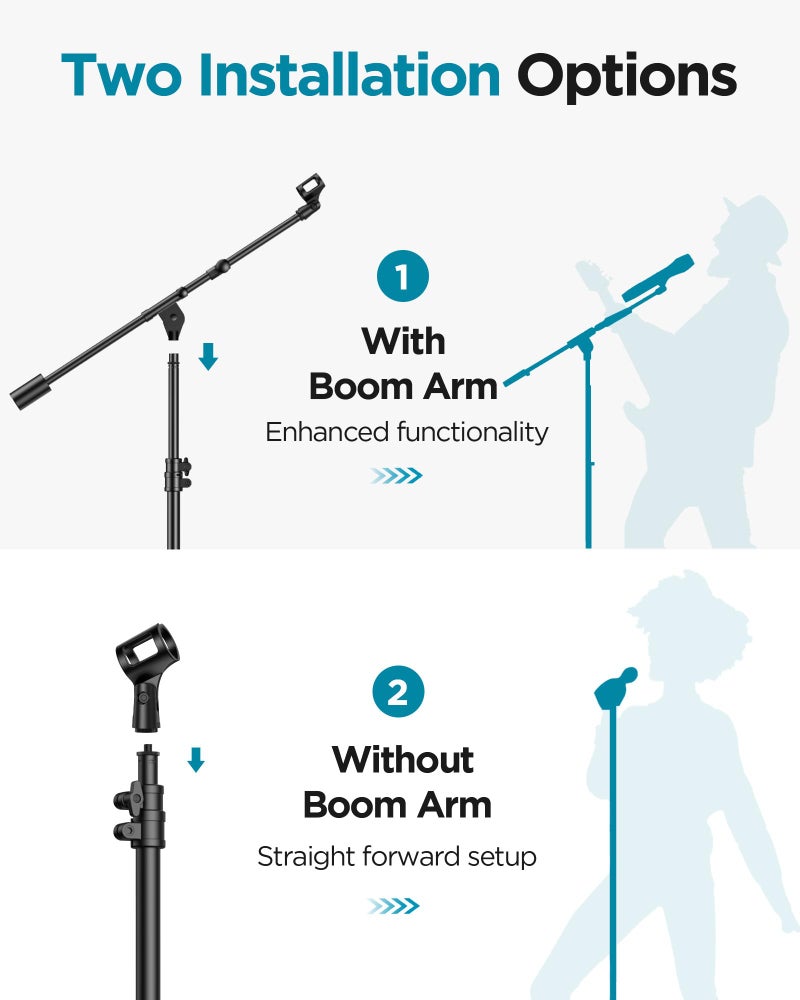 InnoGear Mic Stand, Max Height 82.28" Microphone Stand Floor Detachable Boom Mic Arm Stands with Weighted Base for Blue Yeti HyperX QuadCast Shure SM58 Samson Q2U Fifine K669B Singing Stage - Image 3