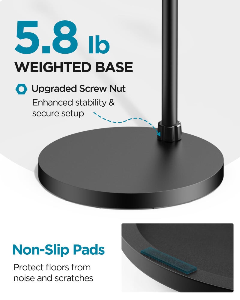 InnoGear Mic Stand, Max Height 82.28" Microphone Stand Floor Detachable Boom Mic Arm Stands with Weighted Base for Blue Yeti HyperX QuadCast Shure SM58 Samson Q2U Fifine K669B Singing Stage - Image 5