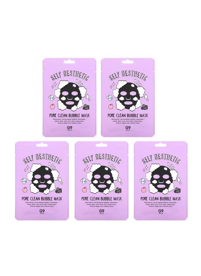 G9SKIN Self Aesthetic Pore Clean Bubble Beauty Mask 5 Sheets 0.78 fl oz 23 ml Each  - Image 1