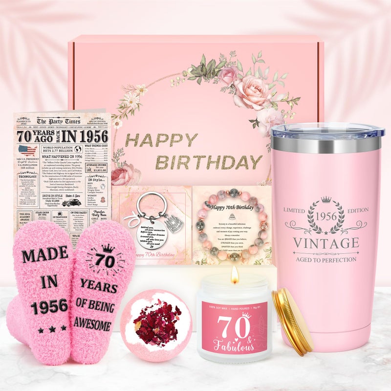 Saineron 70th Birthday Gifts for Women Classy 70th Birthday Gifts for 70 Year Old Woman Cool 70 and Fabulous Gift Ideas for Mom Unique 1956 Decorations for Women 70s Accessories for Female Ladies Her - Image 2