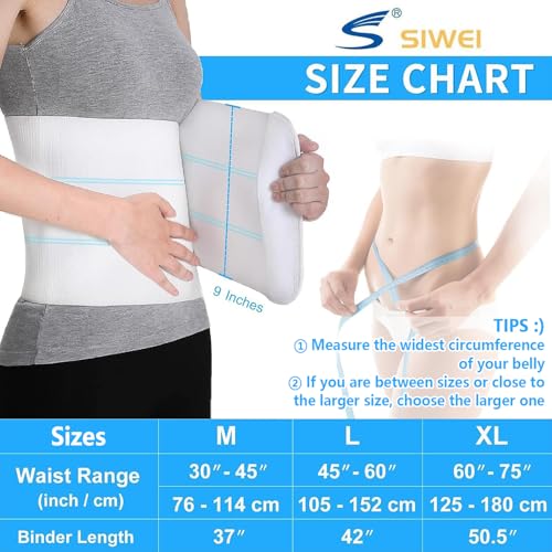 Ççs S Abdominal Binder Post Surgery - Elastic Waist Band for Stomach Support & Compression, Bariatric, Tummy Tuck | Latex-free, Breathable Belly Wrap Hernia Belt Lipo Garment - (30" - 45") 3 PANEL - 9" - Image 2