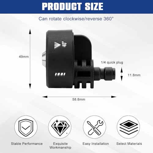 Tecokart® Car Nozzle for Pressure Washer Rotationally Adjustable Washer Nozzle6 Modes Multifunctional Nozzle ABS Material High-Pressure Car Washer Nozzle - Universal Car Washer Nozzle for Cleaners - Image 2
